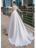 Ivory Lace Satin Box Pleated Wedding Dress
